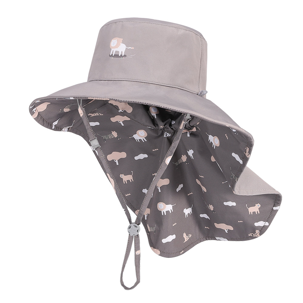 新品《魟魚系列 Manta Ray》頸部防護 兒童防曬帽加長型 -荒原歷險記
