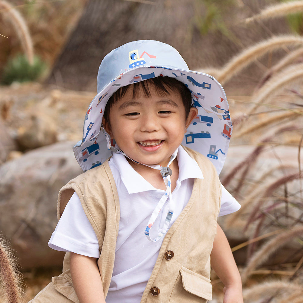 新品《魟魚系列 Manta Ray》頸部防護 兒童防曬帽加長型 -建築高手