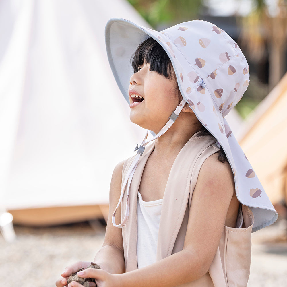 新品《魟魚系列 Manta Ray》頸部防護 兒童防曬帽加長型 -薄荷栗子