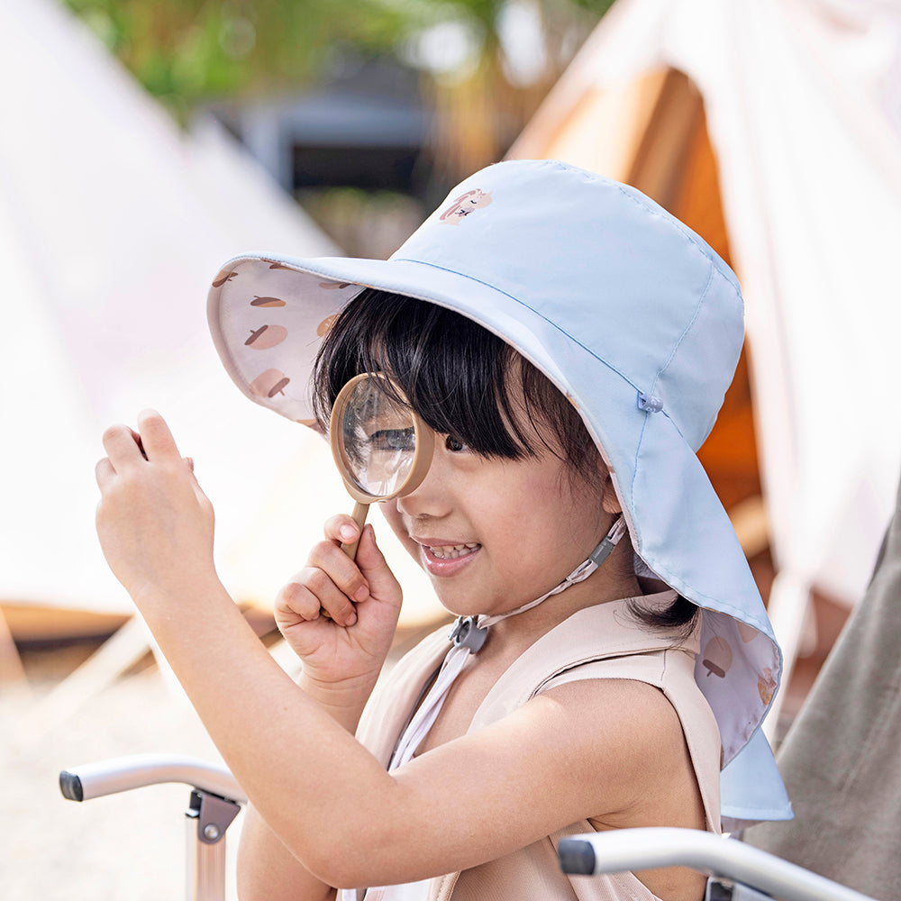 新品《魟魚系列 Manta Ray》頸部防護 兒童防曬帽加長型 -薄荷栗子