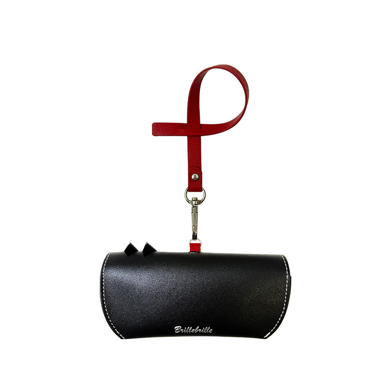 帶我走隨行眼鏡皮套/ 掌上型皮革收納包 附贈手攜式吊環 - 布雷克午夜黑(貓咪)