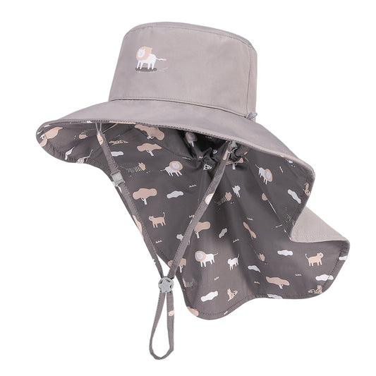 新品《魟魚系列 Manta Ray》頸部防護 兒童防曬帽加長型 -荒原歷險記