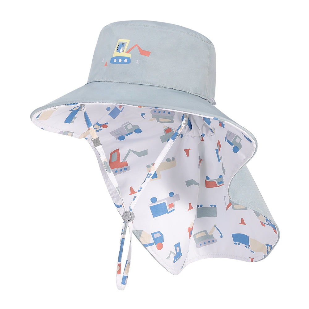 新品《魟魚系列 Manta Ray》頸部防護 兒童防曬帽加長型 -建築高手