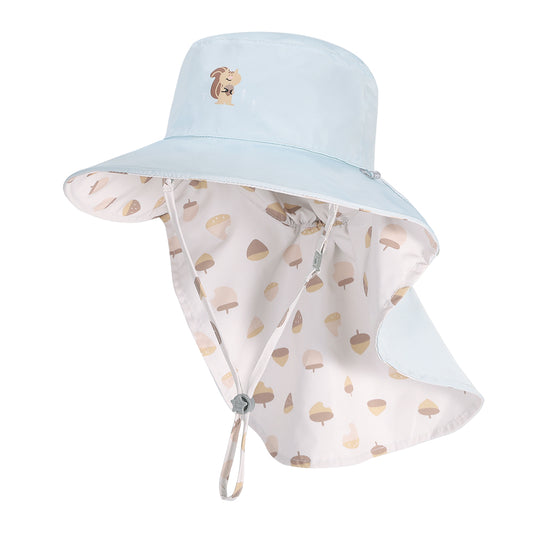 新品《魟魚系列 Manta Ray》頸部防護 兒童防曬帽加長型 -薄荷栗子