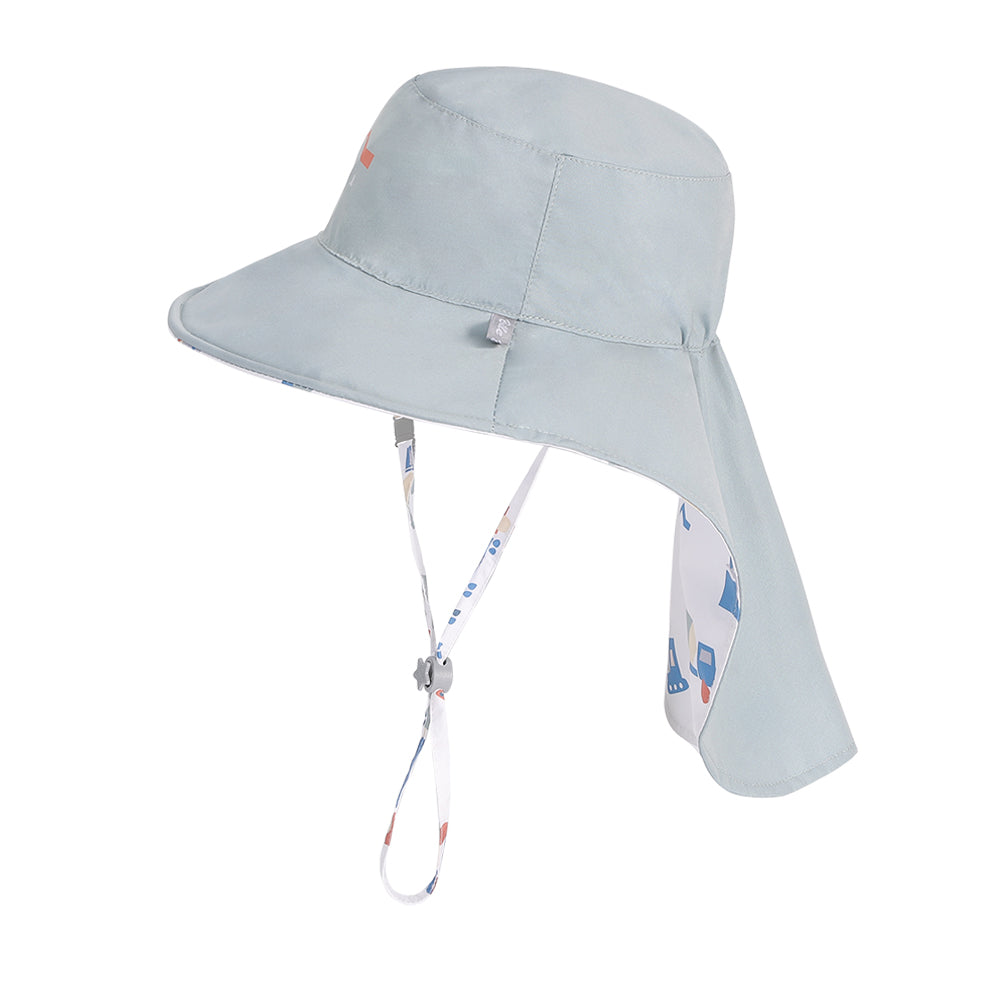 新品《魟魚系列 Manta Ray》頸部防護 兒童防曬帽加長型 -建築高手