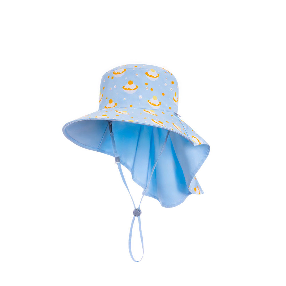 《魟魚系列 Manta Ray》頸部防護 兒童防曬帽加長型 -企鵝芒果冰