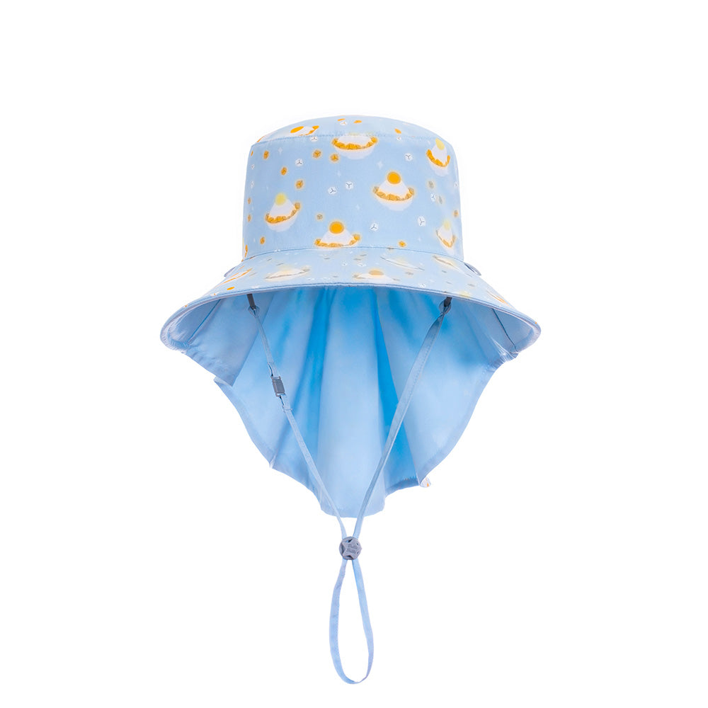 《魟魚系列 Manta Ray》頸部防護 兒童防曬帽加長型 -企鵝芒果冰