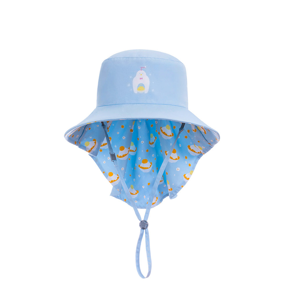 《魟魚系列 Manta Ray》頸部防護 兒童防曬帽加長型 -企鵝芒果冰